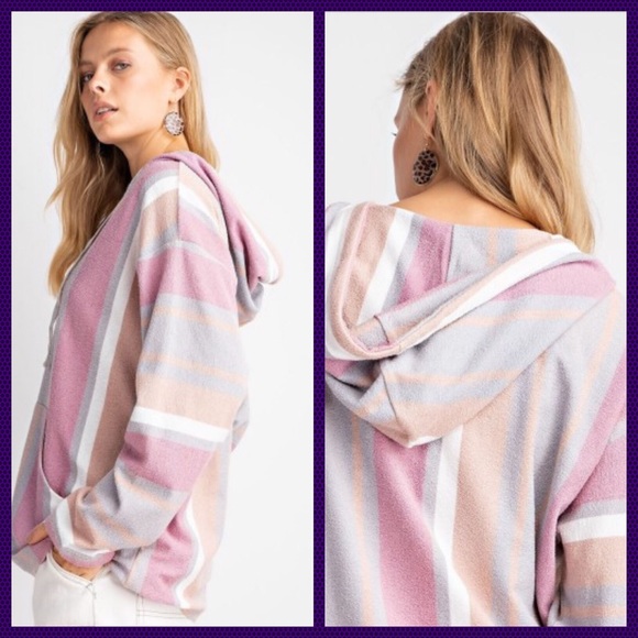 NEW!  HOODIE WITH STRIPES AND LONG SLEEVE - Picture 3 of 4